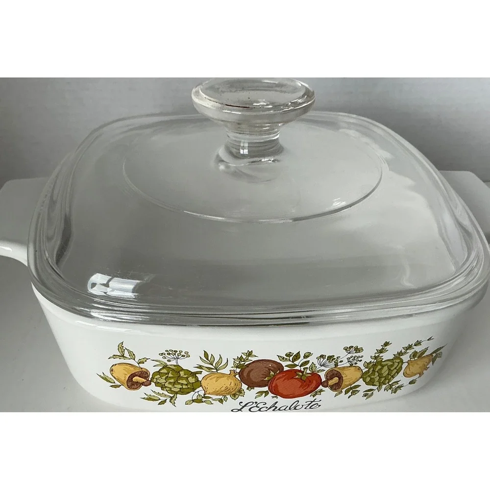 Corning Ware Vintage Spice of Life L'Echalote Casserole Dish 1 Quart A-1-B Lid